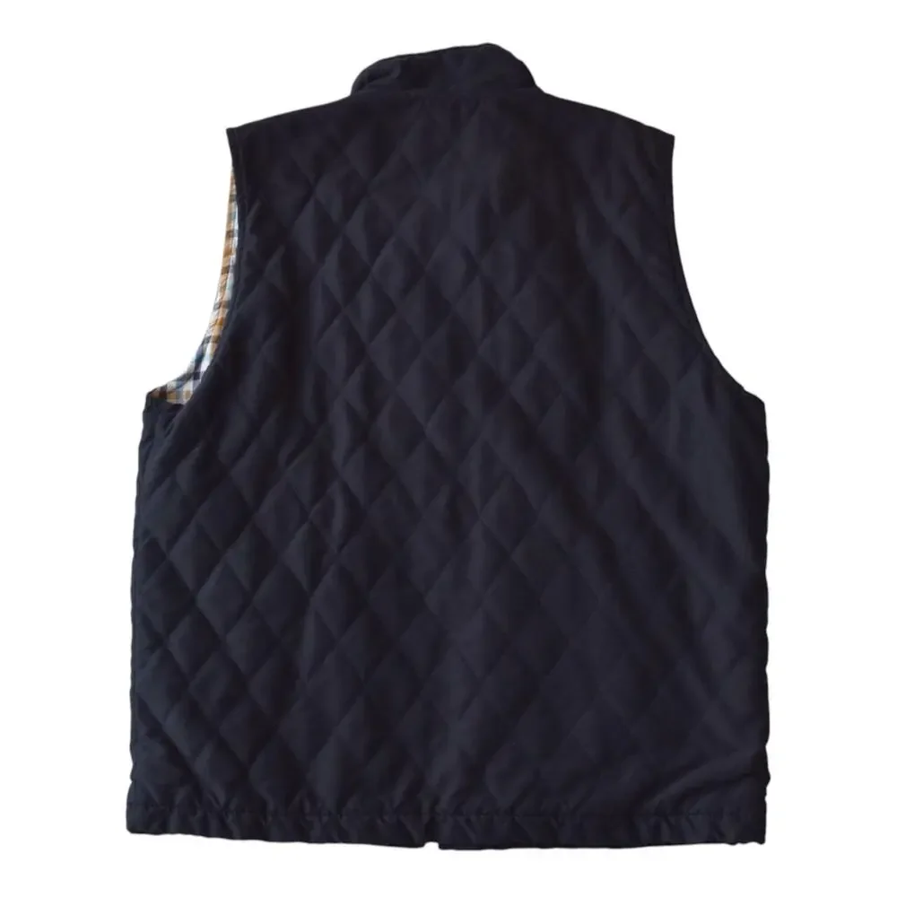 Polo Club Navy Quilted Vest M – Plaid Lined Sleeveless Jacket Men